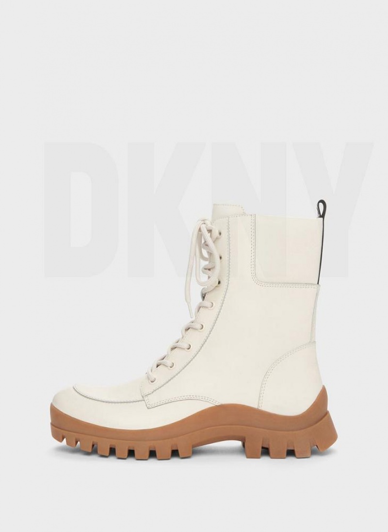 DKNY Lug Sole Combat Stiefel Damen Weiß | Austria_D1935