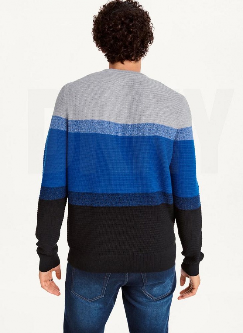 DKNY Marled Stripe Crewneck Pullover Herren Tiefesblau | Austria_D0926