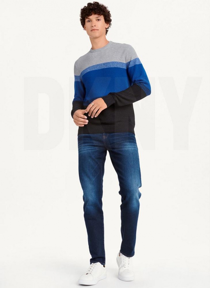 DKNY Marled Stripe Crewneck Pullover Herren Tiefesblau | Austria_D0926