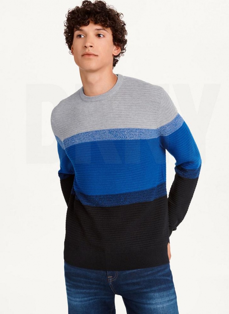 DKNY Marled Stripe Crewneck Pullover Herren Tiefesblau | Austria_D0926