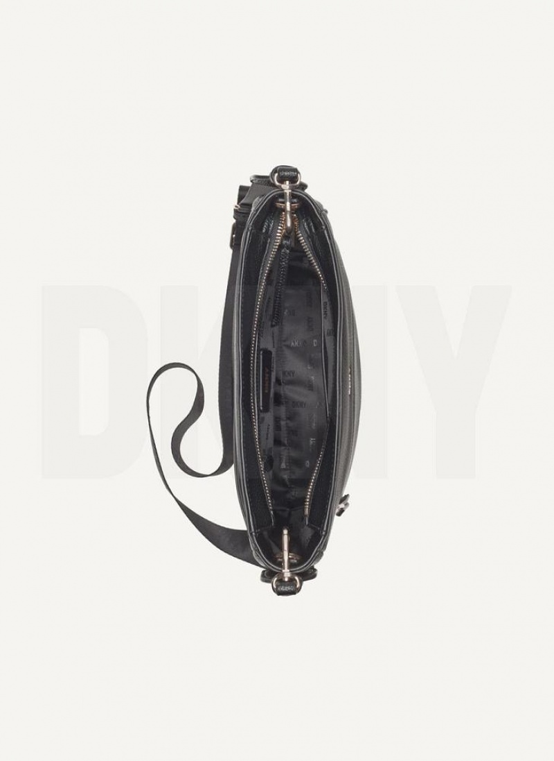 DKNY Maxine Messenger Umhängetasche Damen Schwarz Gold | Austria_D0478