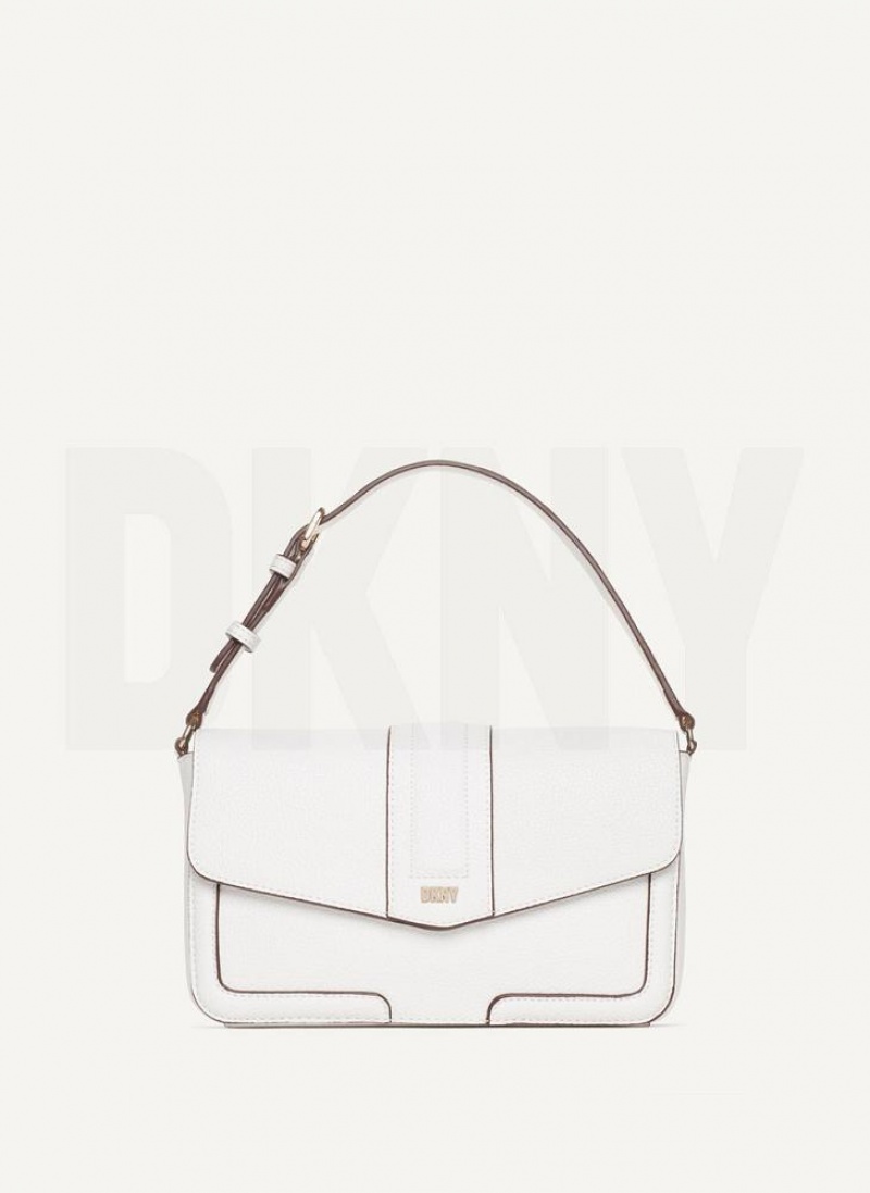 DKNY Maxxe Flap Schultertasche Damen Weiß | Austria_D1988