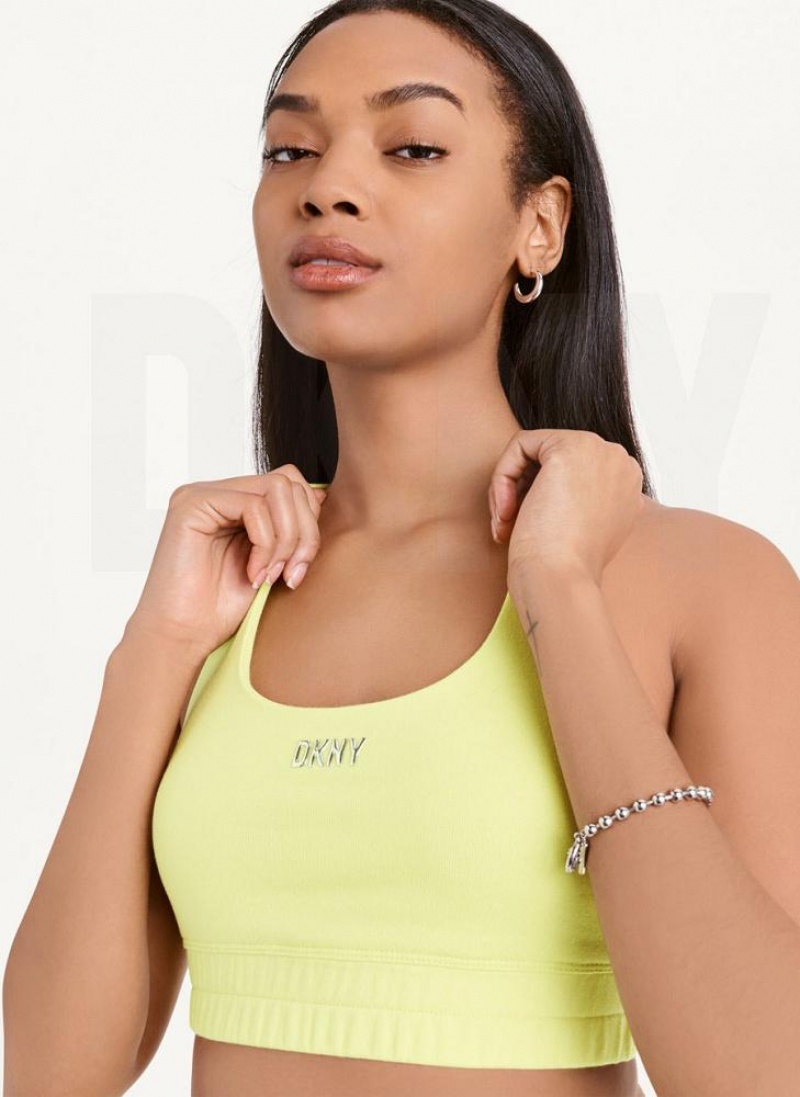 DKNY Metallic Logo Bralette Tanktop Damen Hellgrün | Austria_D1625