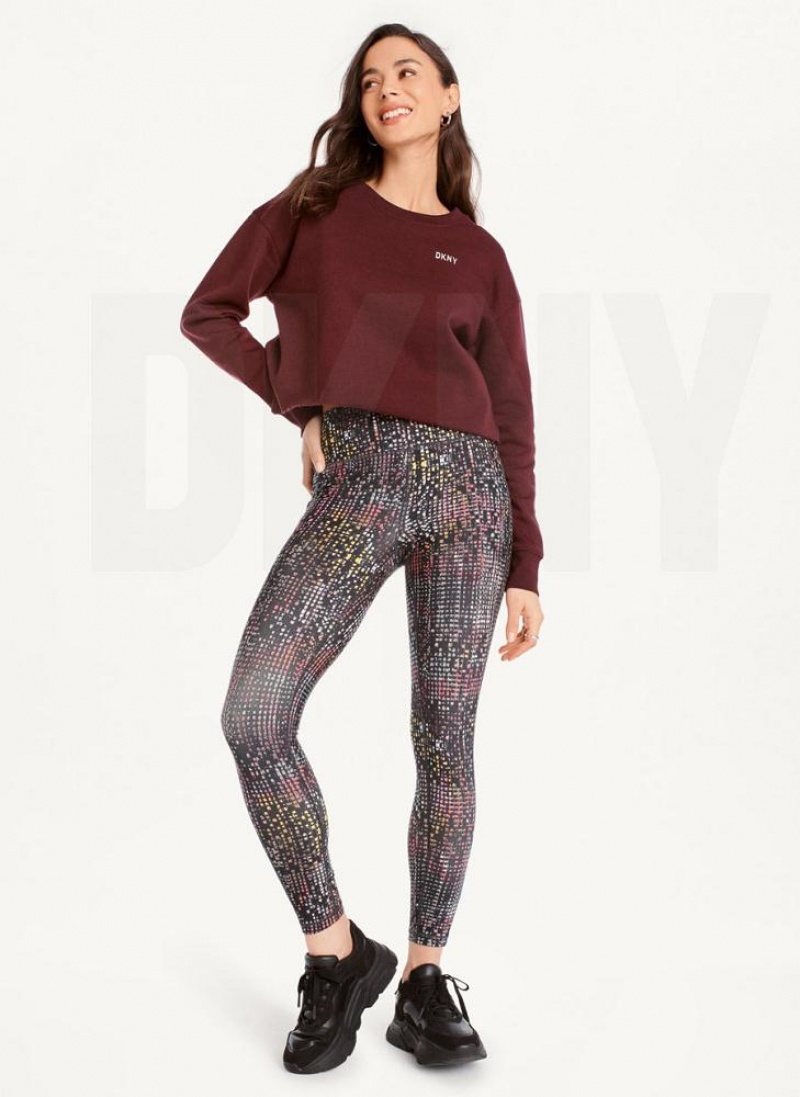 DKNY Metallic Logo Cropped Pullover Sweatshirts Damen Bordeaux | Austria_D0975