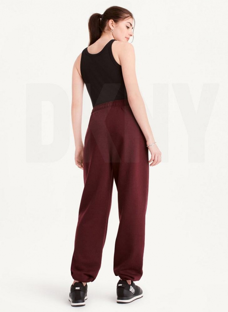 DKNY Metallic Logo Everyday Jogginghose Damen Bordeaux | Austria_D0192