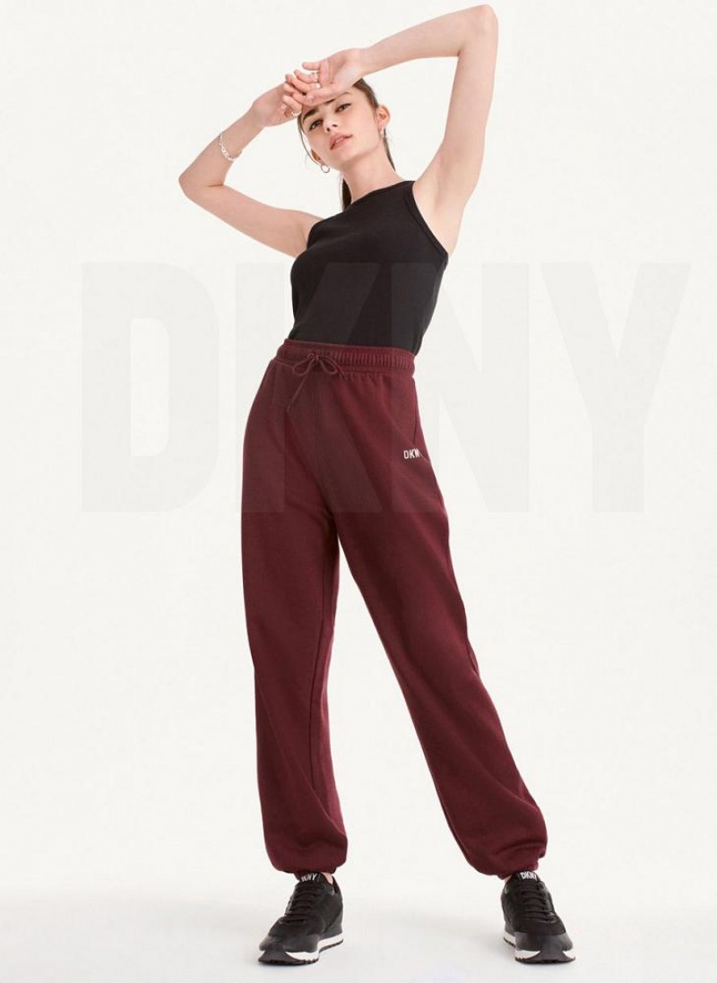 DKNY Metallic Logo Everyday Jogginghose Damen Bordeaux | Austria_D0192