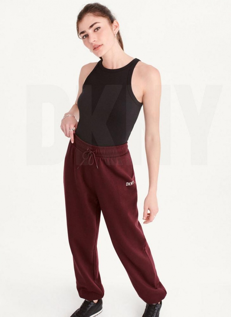 DKNY Metallic Logo Everyday Jogginghose Damen Bordeaux | Austria_D0192