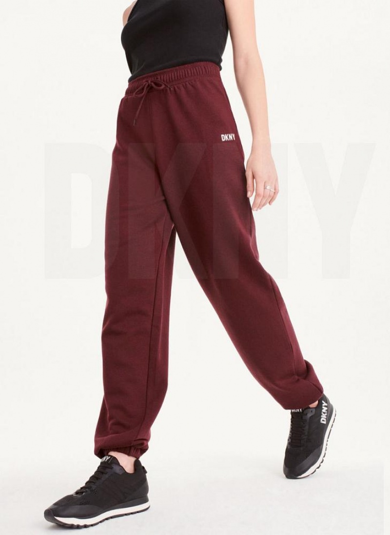 DKNY Metallic Logo Everyday Jogginghose Damen Bordeaux | Austria_D0192