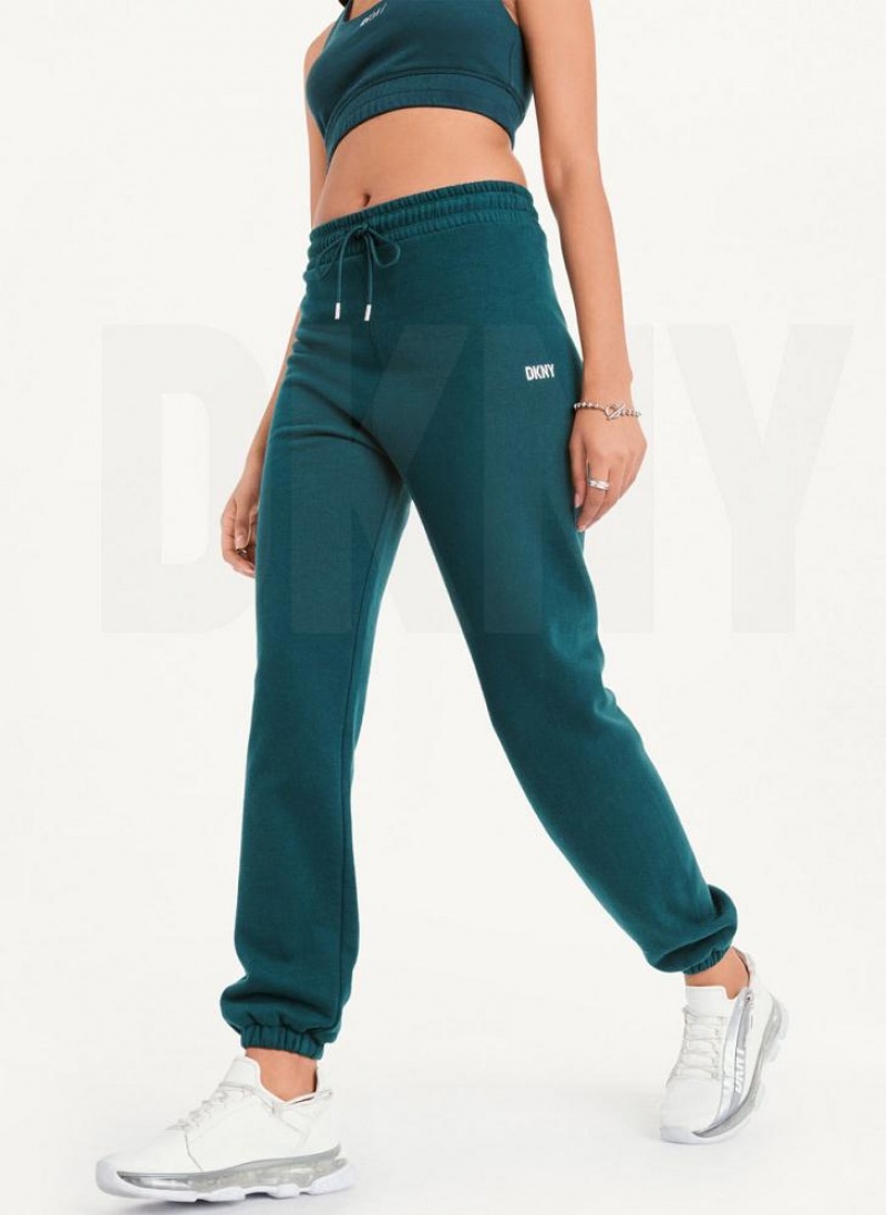 DKNY Metallic Logo Jogginghose Damen Dunkelgrün | Austria_D1974