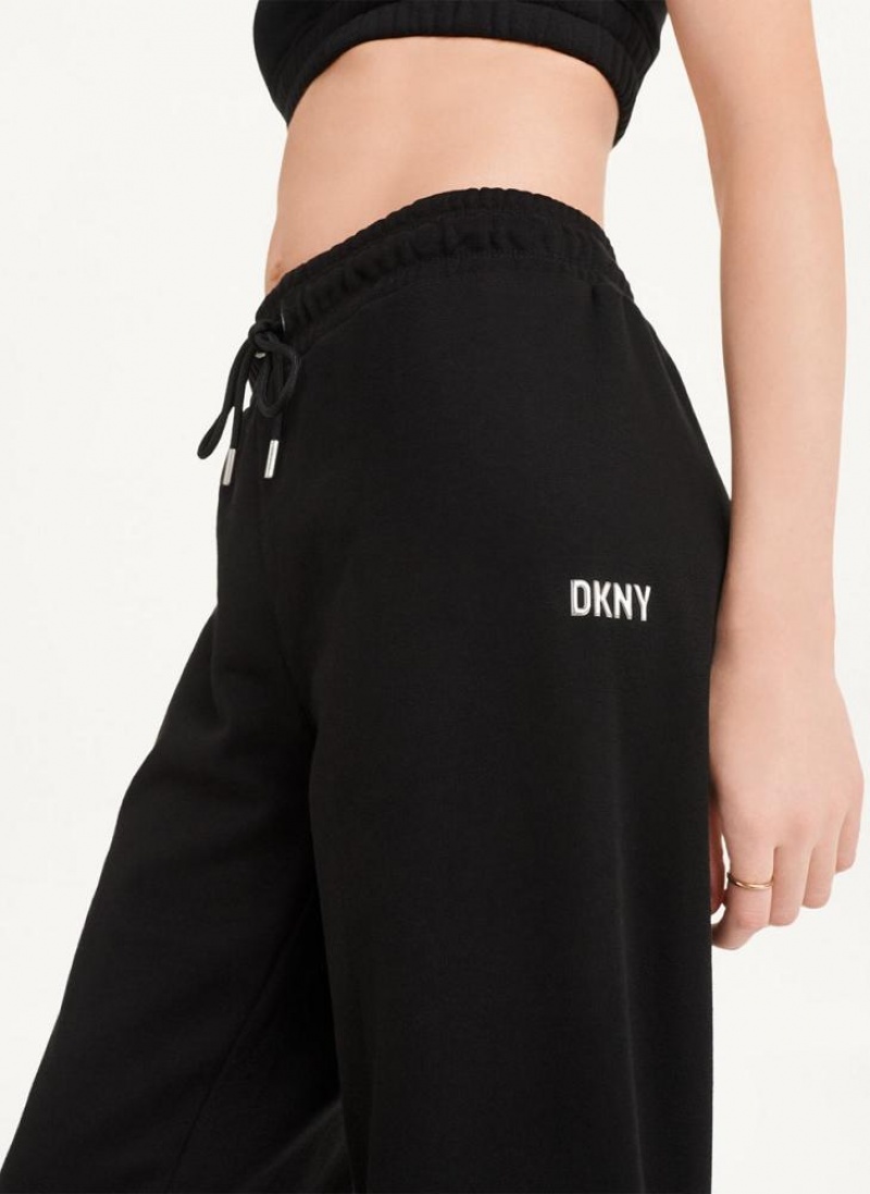 DKNY Metallic Logo Jogginghose Damen Schwarz Silber | Austria_D0578