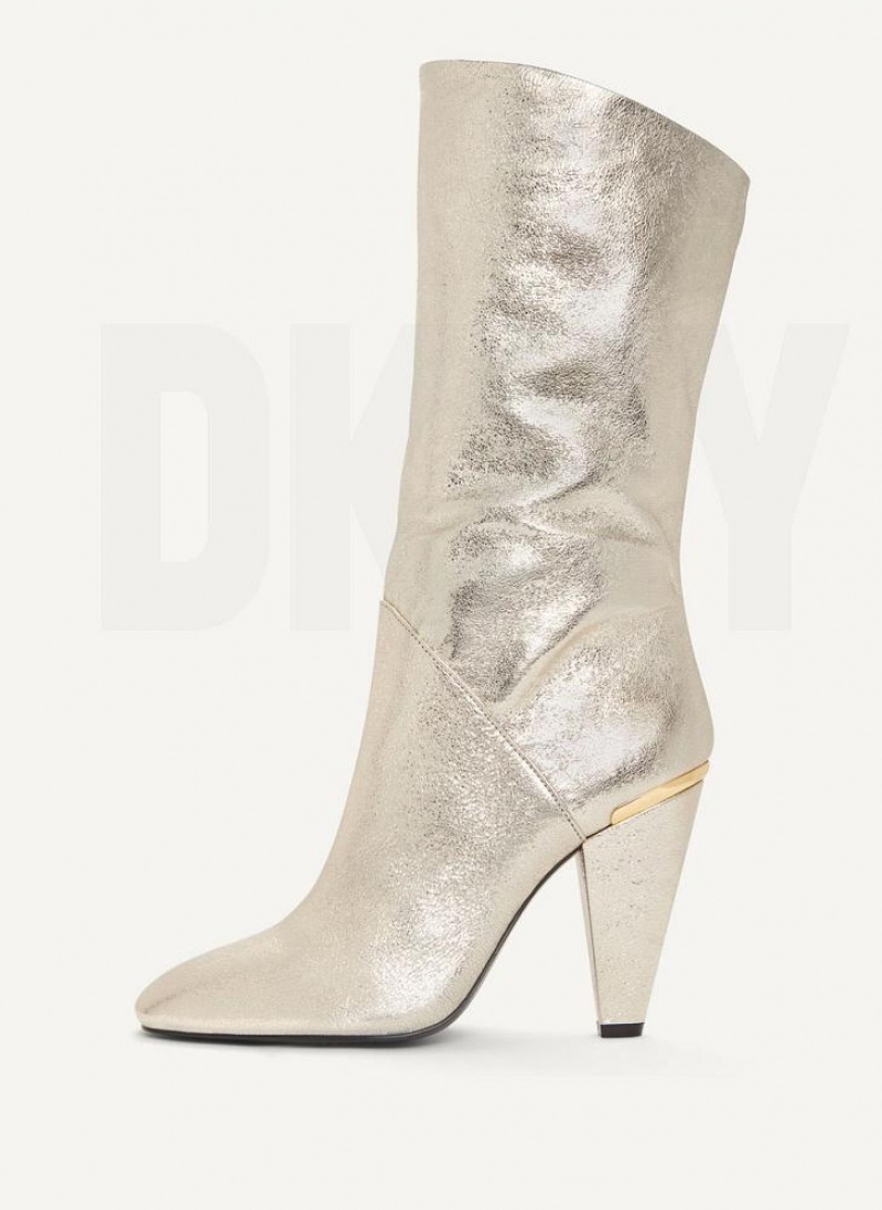 DKNY Mid Slouchy Stiefel Damen Gold | Austria_D1787