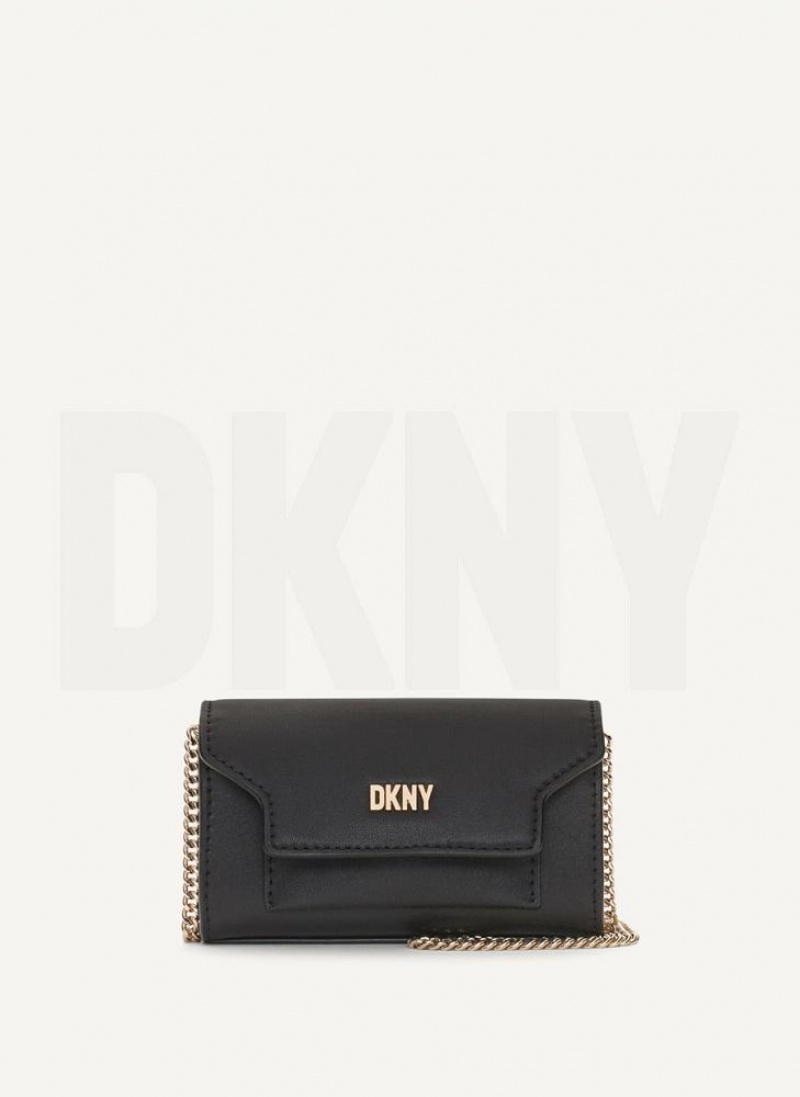 DKNY Millie Micro Flap Umhängetasche Damen Schwarz Gold | Austria_D0959