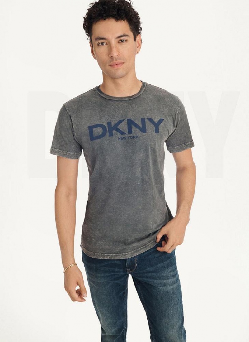 DKNY Mineral Wash T-shirts Herren Grau | Austria_D0376