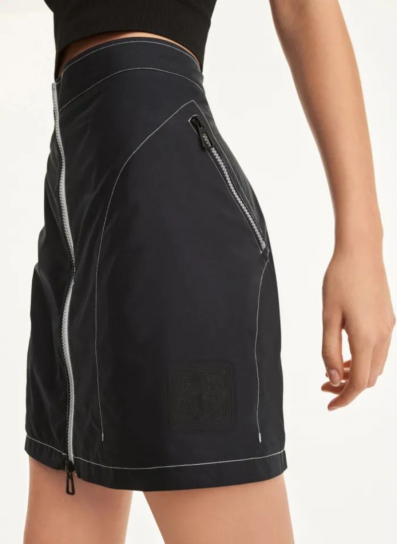 DKNY Mini Rip-Stop With Jersey Lining Röcke Damen Schwarz | Austria_D1705