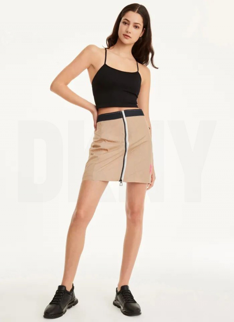 DKNY Mini Rip-Stop With Jersey Lining Röcke Damen Khaki | Austria_D0819