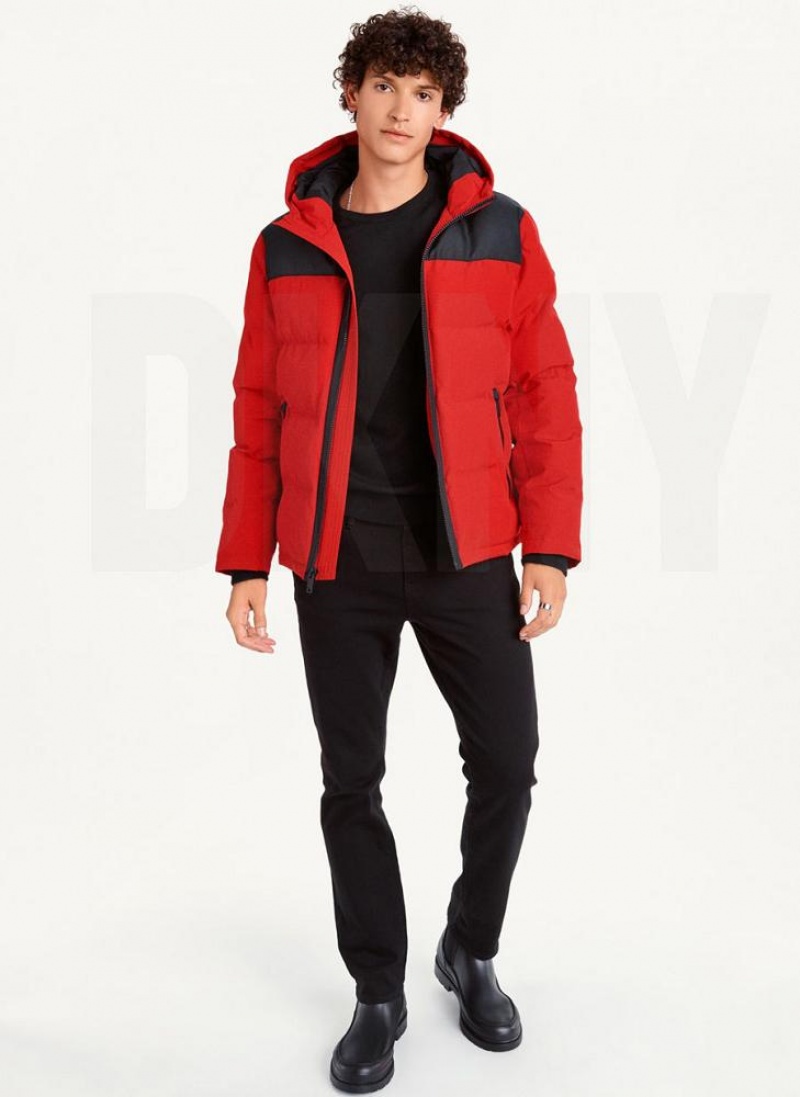 DKNY Mixed Media Klassische Pufferjacke Herren Rot | Austria_D0678