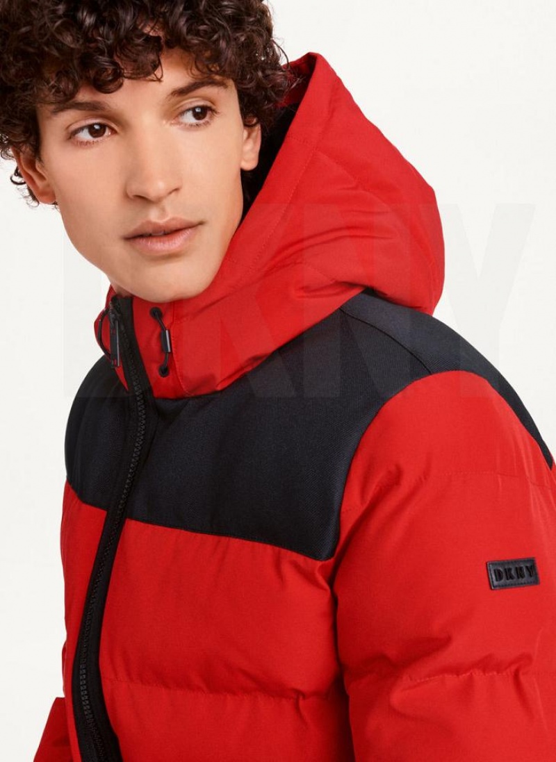 DKNY Mixed Media Klassische Pufferjacke Herren Rot | Austria_D0678