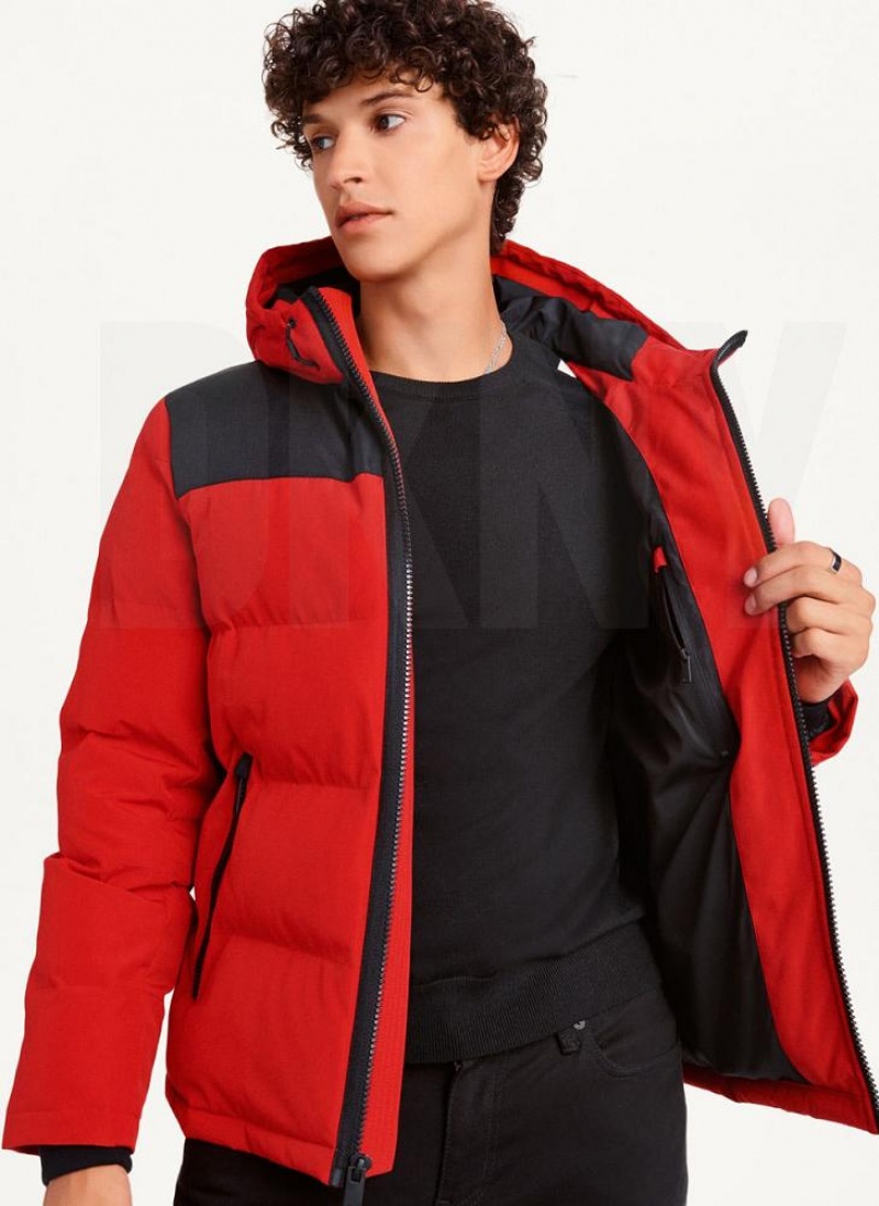 DKNY Mixed Media Klassische Pufferjacke Herren Rot | Austria_D0678