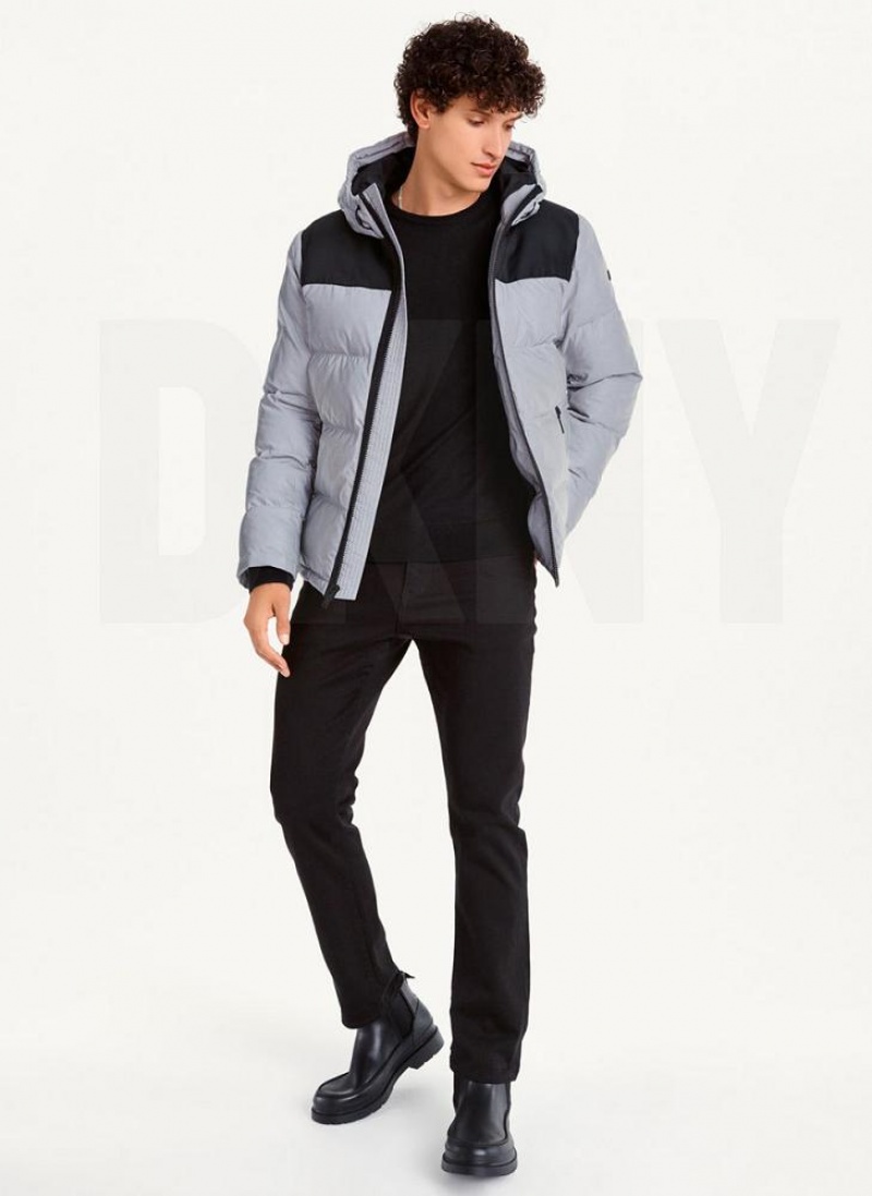 DKNY Mixed Media Klassische Pufferjacke Herren Grau | Austria_D1349