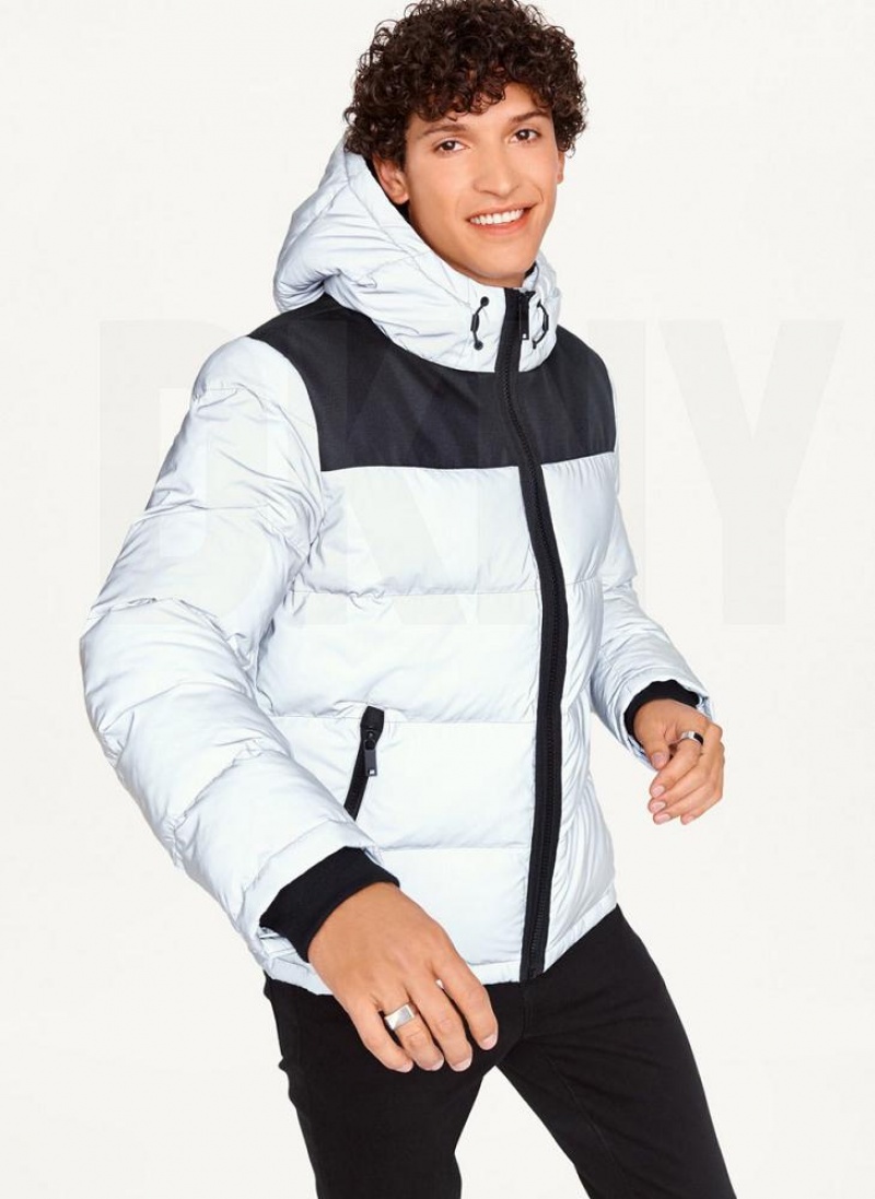 DKNY Mixed Media Klassische Pufferjacke Herren Grau | Austria_D1349