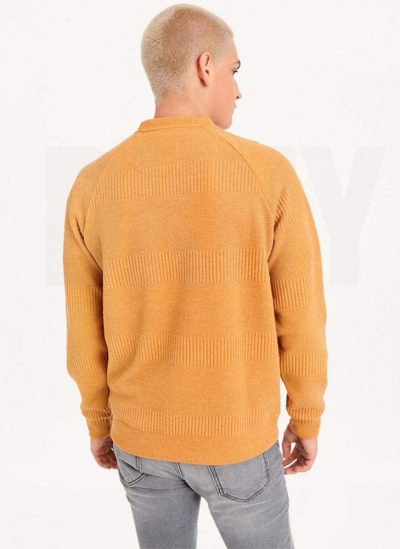 DKNY Mixed Texture Crewneck Pullover Herren Gelb | Austria_D1379