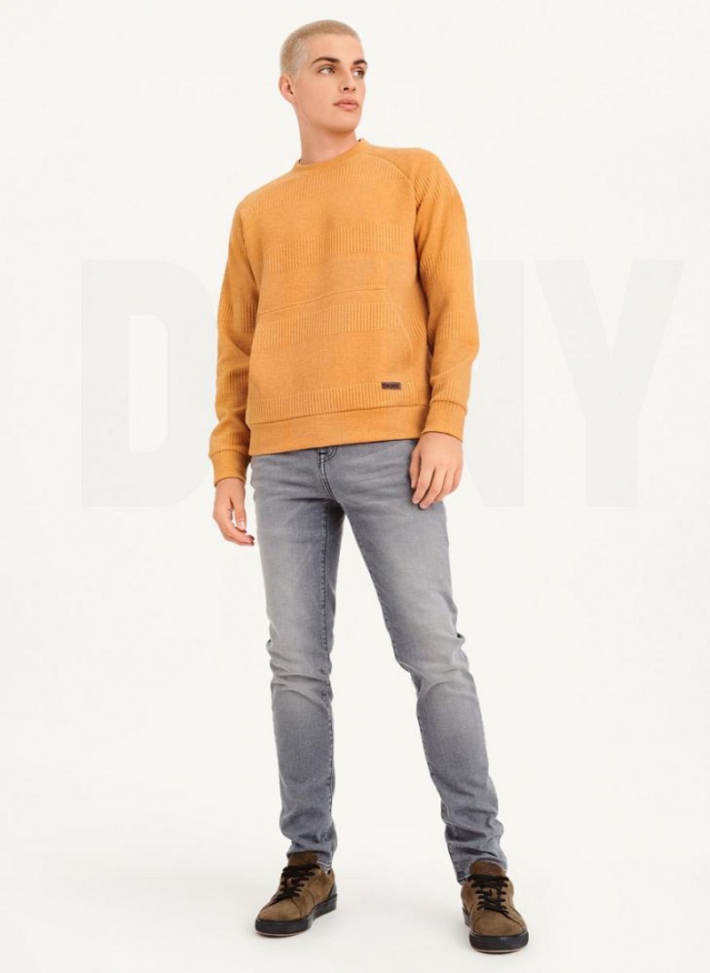 DKNY Mixed Texture Crewneck Pullover Herren Gelb | Austria_D1379