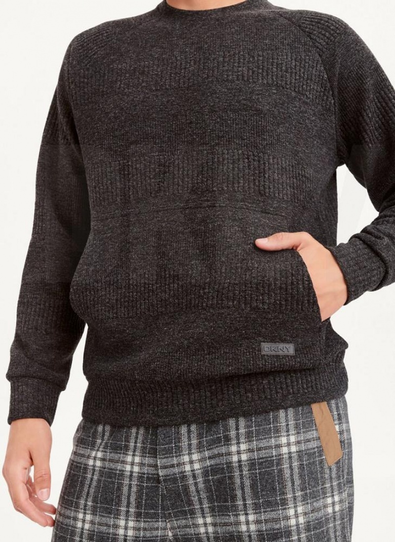 DKNY Mixed Texture Crewneck Pullover Herren Grau | Austria_D1912