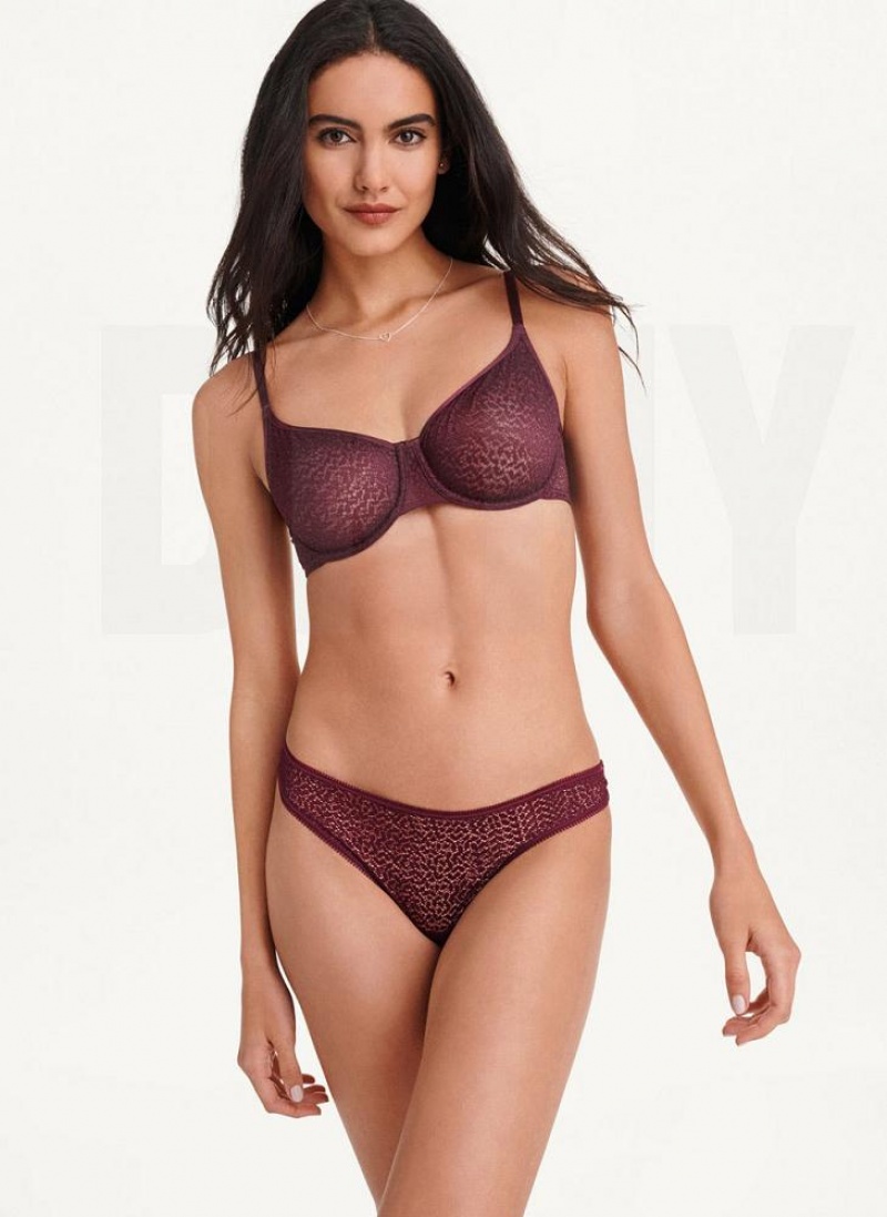 DKNY Modern Spitze Demi BHs Damen Bordeaux | Austria_D0925