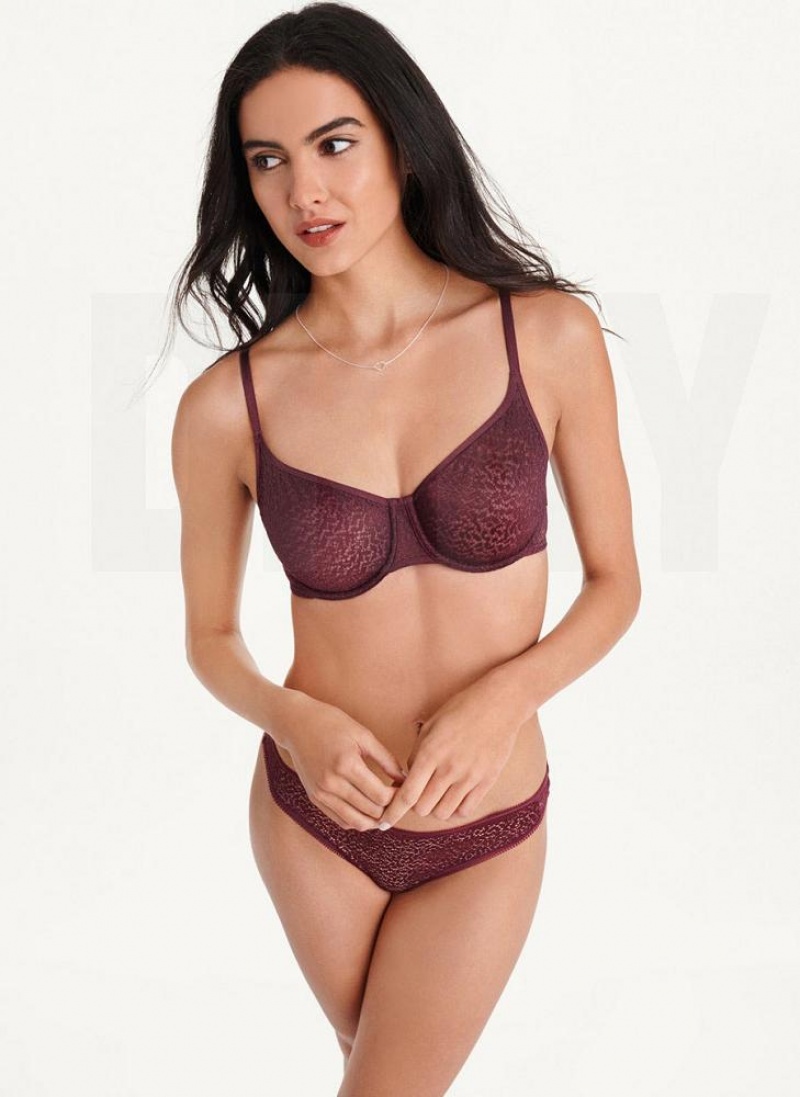 DKNY Modern Spitze Demi BHs Damen Bordeaux | Austria_D0925