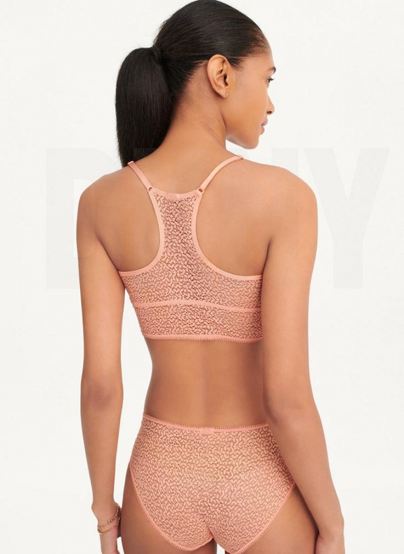 DKNY Modern Spitze Longline Racerback BHs Damen Rosa | Austria_D0877