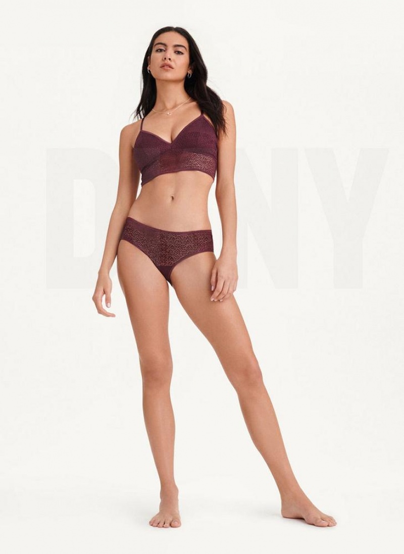 DKNY Modern Spitze Longline Racerback BHs Damen Bordeaux | Austria_D0575