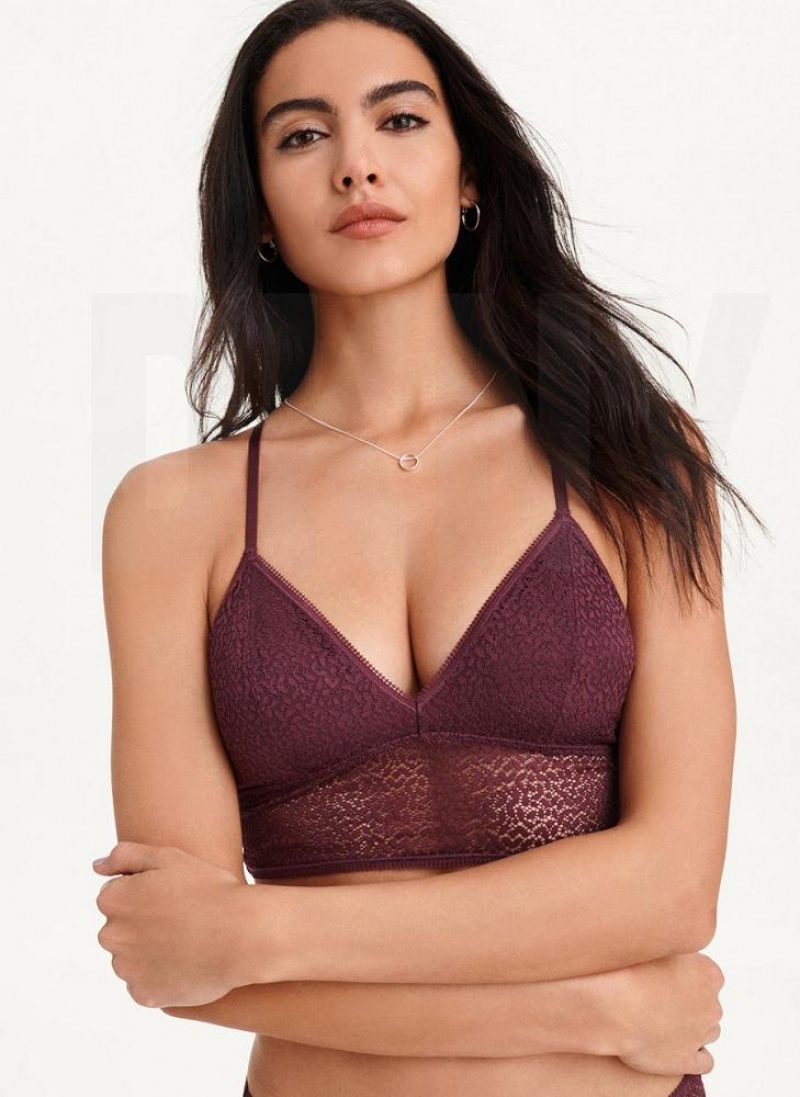 DKNY Modern Spitze Longline Racerback BHs Damen Bordeaux | Austria_D0575