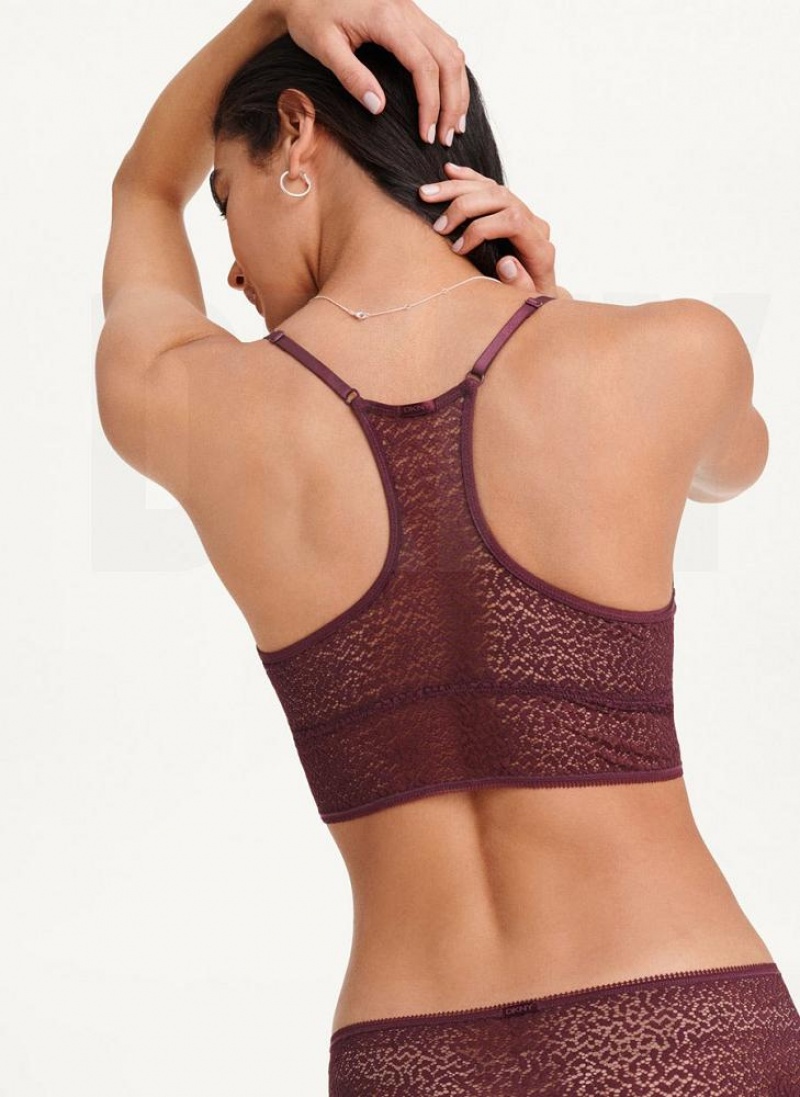 DKNY Modern Spitze Longline Racerback BHs Damen Bordeaux | Austria_D0575