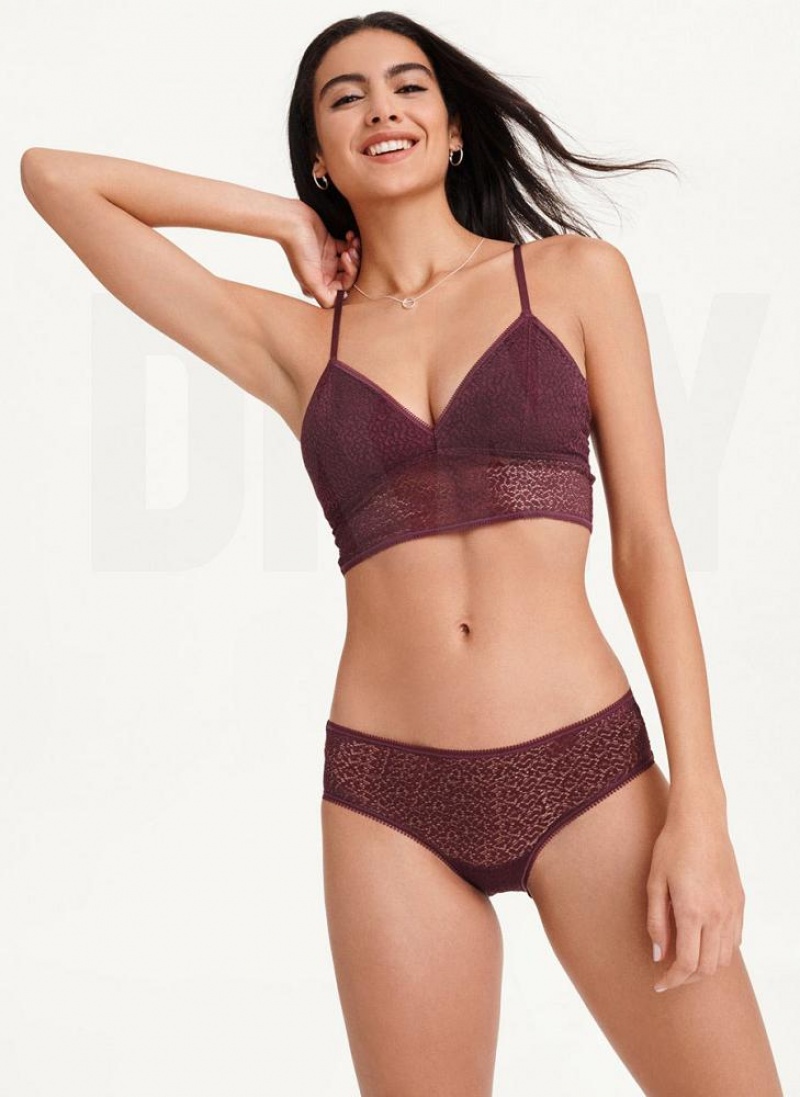 DKNY Modern Spitze Longline Racerback BHs Damen Bordeaux | Austria_D0575