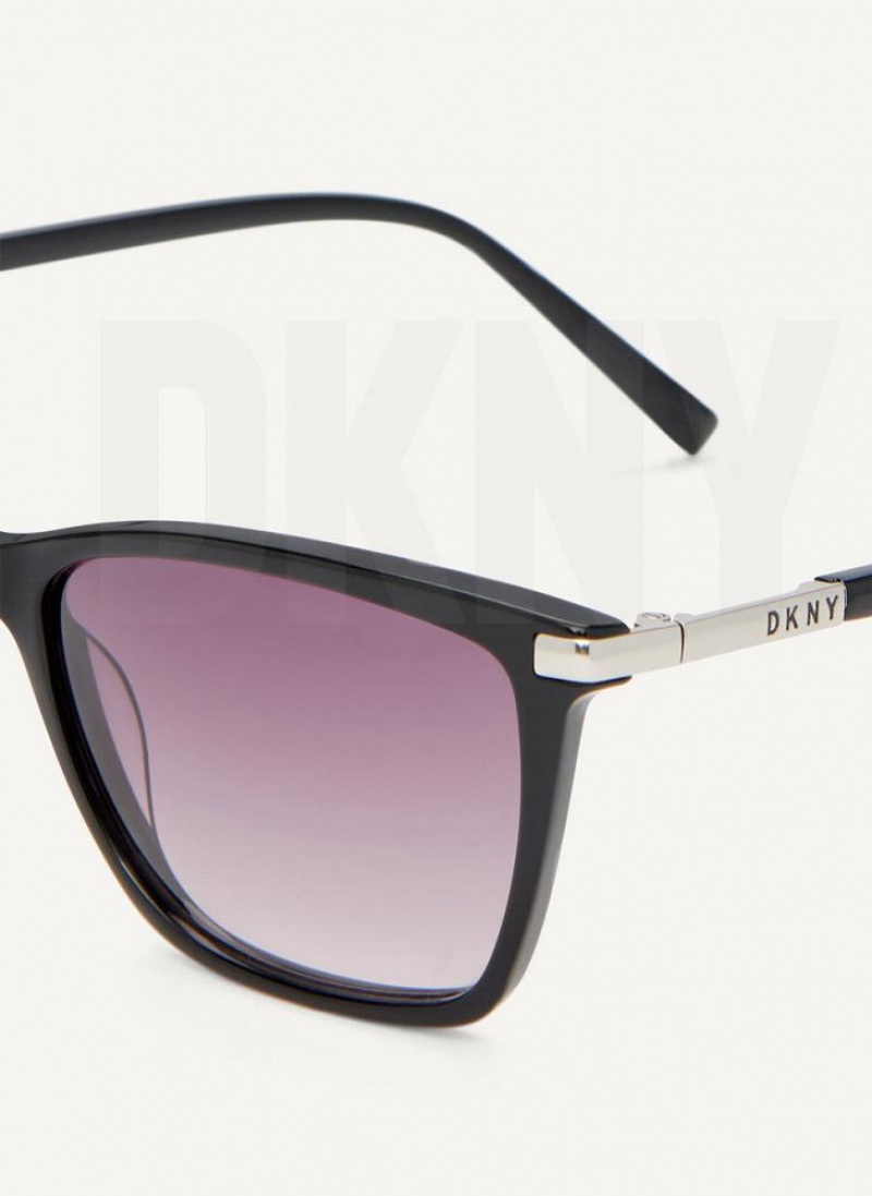 DKNY Modified Modern Rectangle Sonnenbrille Damen Schwarz | Austria_D1766