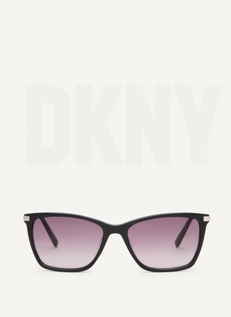 DKNY Modified Modern Rectangle Sonnenbrille Damen Schwarz | Austria_D1766