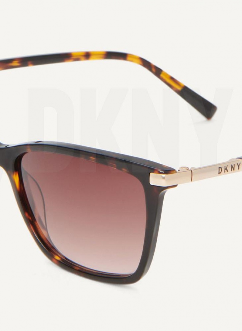 DKNY Modified Modern Rectangle Sonnenbrille Damen Braun | Austria_D1138