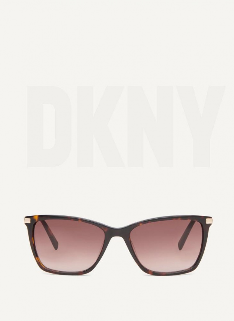 DKNY Modified Modern Rectangle Sonnenbrille Damen Braun | Austria_D1138