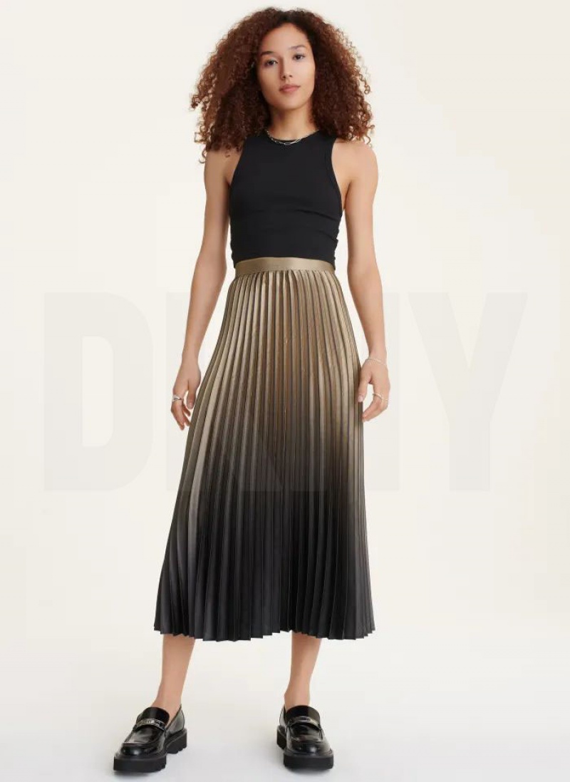 DKNY Ombre Falten Röcke Damen Gold | Austria_D1806