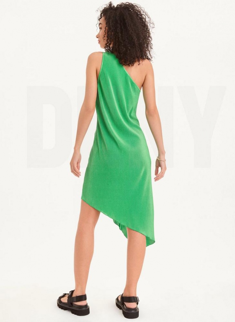 DKNY One Shoulder Asymmetrical Kleid Damen Grün | Austria_D1170