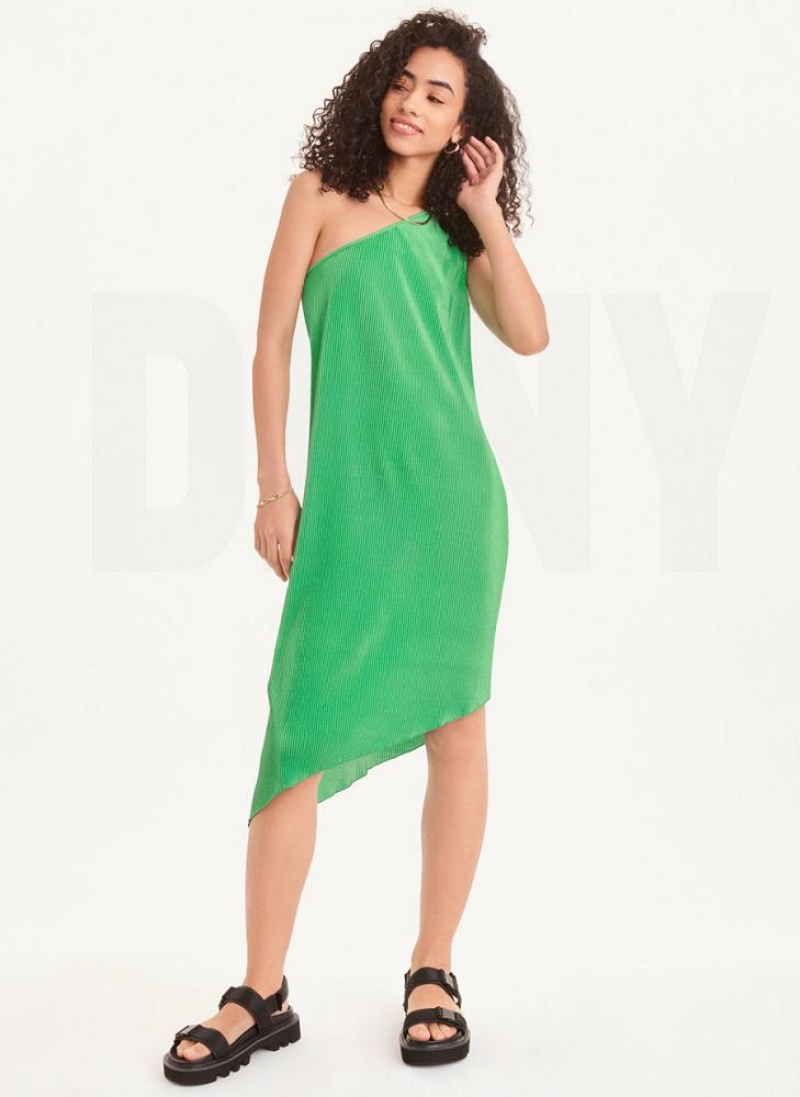 DKNY One Shoulder Asymmetrical Kleid Damen Grün | Austria_D1170