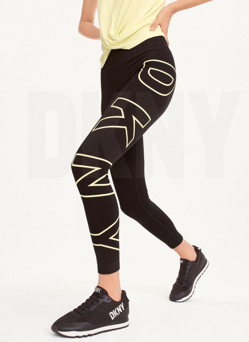 DKNY Outline Logo Leggings Damen Hellgrün | Austria_D1007