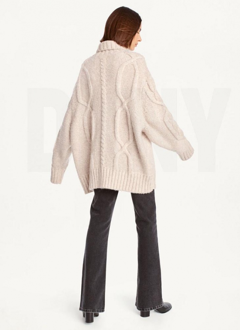 DKNY Oversized Cable Knit Pullover Damen Braun | Austria_D0462