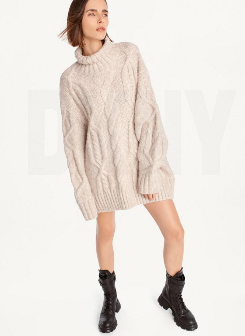 DKNY Oversized Cable Knit Pullover Damen Braun | Austria_D0462