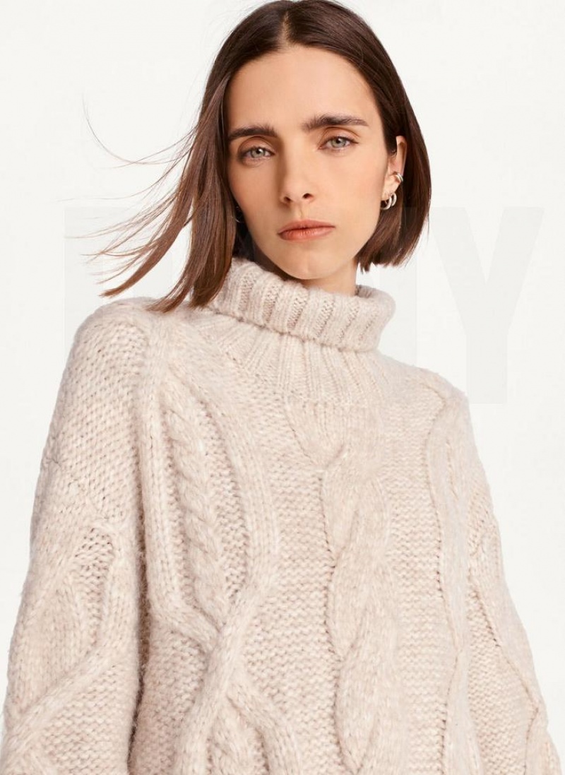 DKNY Oversized Cable Knit Pullover Damen Braun | Austria_D0462