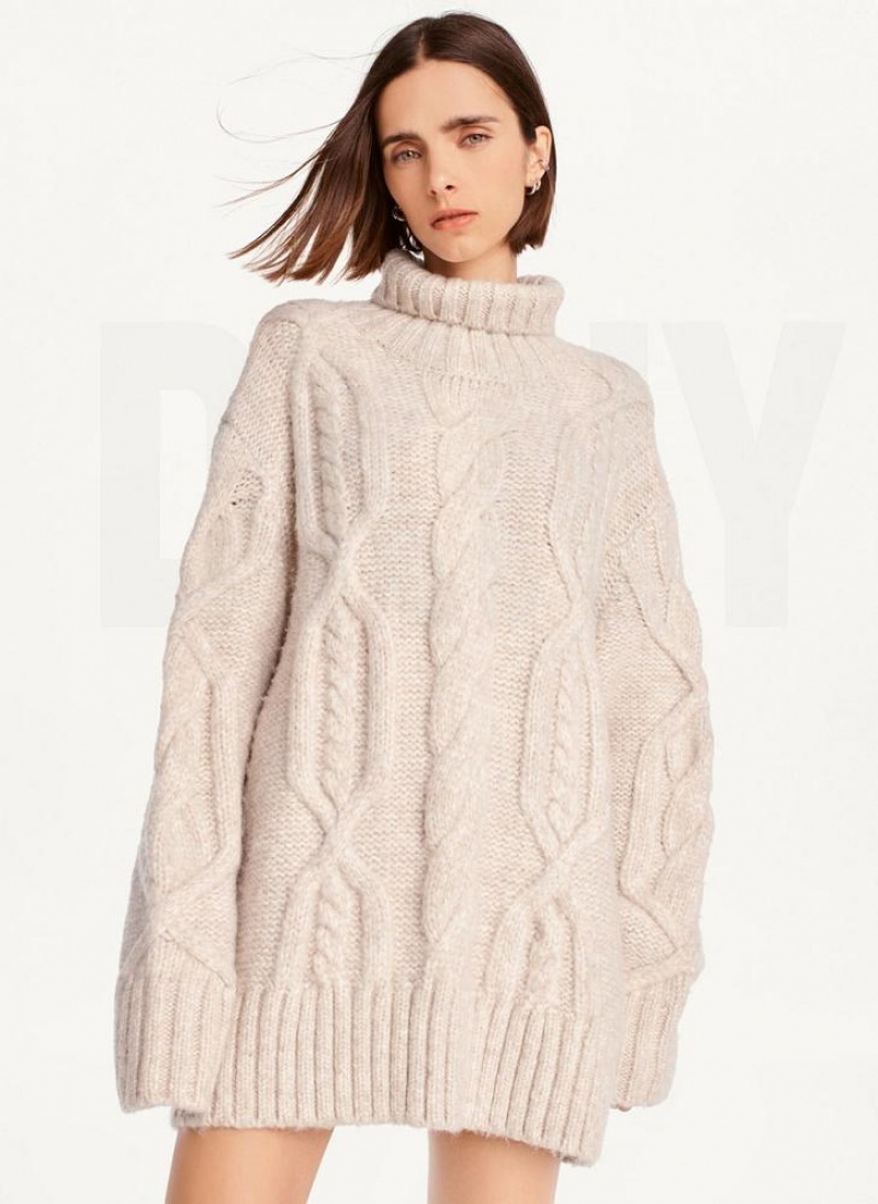 DKNY Oversized Cable Knit Pullover Damen Braun | Austria_D0462