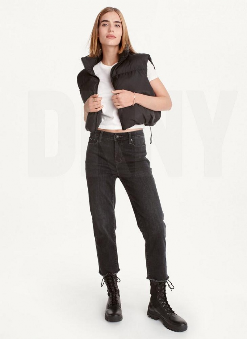 DKNY Oversized Cropped Vest Mäntel Damen Schwarz | Austria_D0464