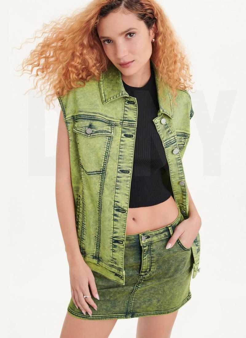 DKNY Oversized Denim Vest Jacken Damen Grün | Austria_D1570