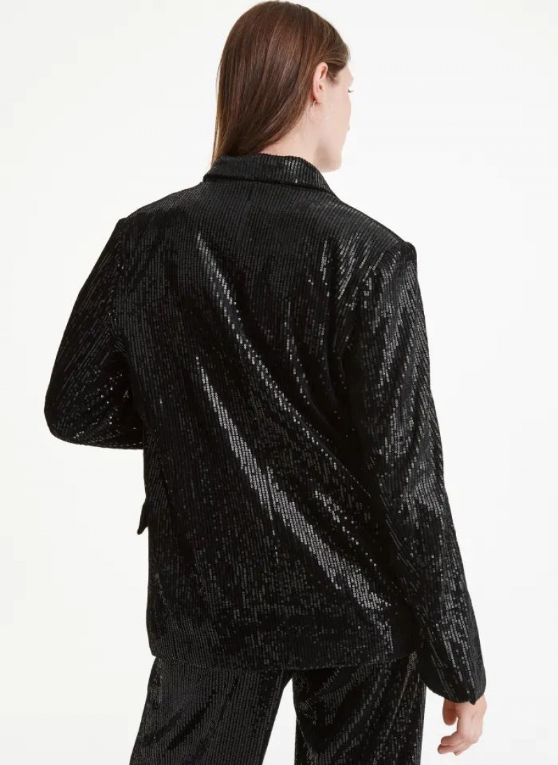 DKNY Oversized Sequin Blazer Damen Schwarz | Austria_D0269