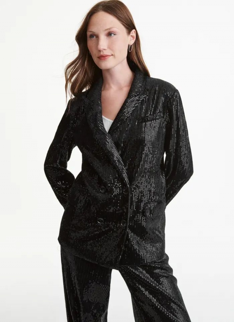 DKNY Oversized Sequin Blazer Damen Schwarz | Austria_D0269